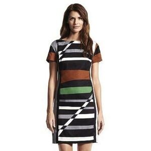 Derek Lam for Design Nation Gray Surf Parrot Linen Cotton Blend Abstract Dress